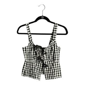 Who’s that Girl Black White Gingham Tie Front Top Size Small